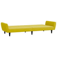 Divano Letto 2 Posti con Sgabello Giallo in Velluto 3216254