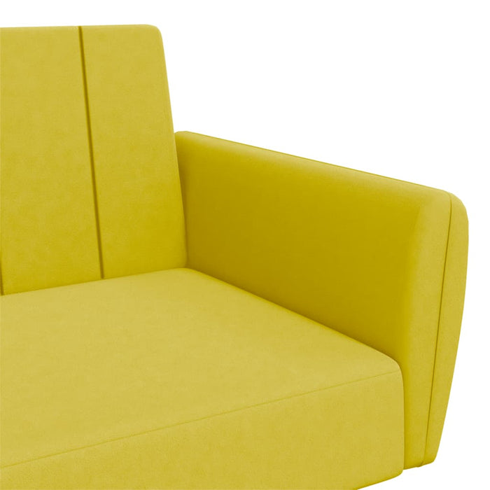 Divano Letto 2 Posti con Sgabello Giallo in Velluto 3216254