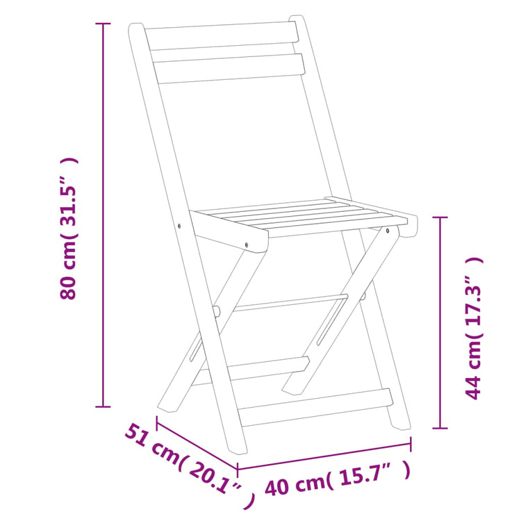 Sedie Pieghevoli da Bistrò 6 pz in Legno Massello di Acacia 3216306