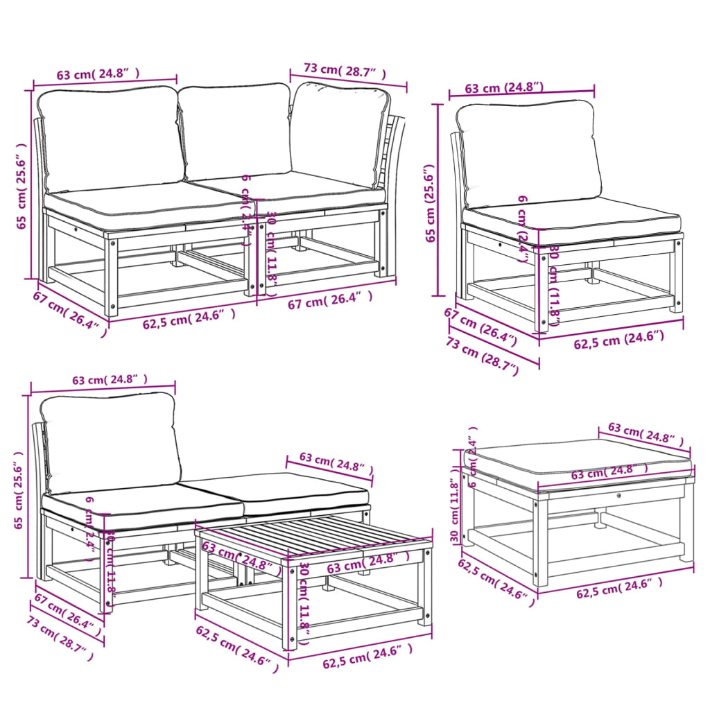 Set Salotto da Giardino 11 pz con Cuscini Legno Massello Acacia 3214297