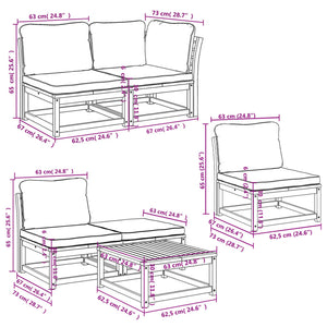 Set Salotto da Giardino 6 pz con Cuscini in Massello di Acacia 3214301