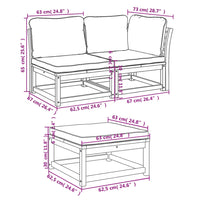 Set Mobili da Giardino 3pz con Cuscini Legno Massello di Acacia 3214304