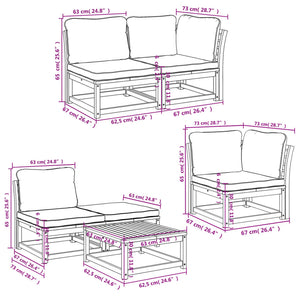 Set Salotto da Giardino 6 pz con Cuscini in Massello di Acacia 3214310