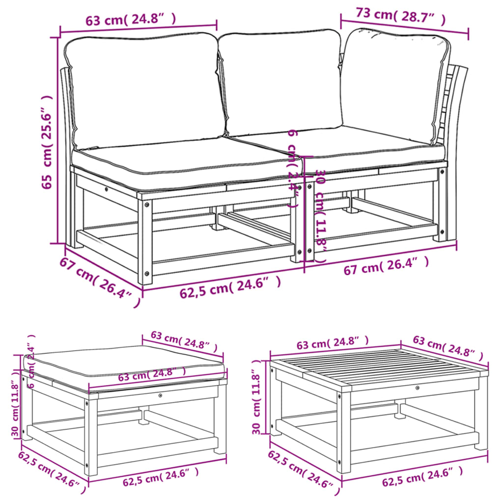 Set Salotto da Giardino 8 pz con Cuscini Legno Massello Acacia 3214318