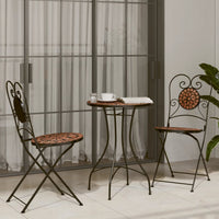 Set da Bistrot con Mosaico Terracotta in Ferro e Ceramica 3216352