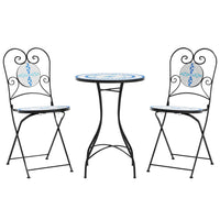 Set da Bistrot con Mosaico Blu e Bianco in Ferro e Ceramica 3216353