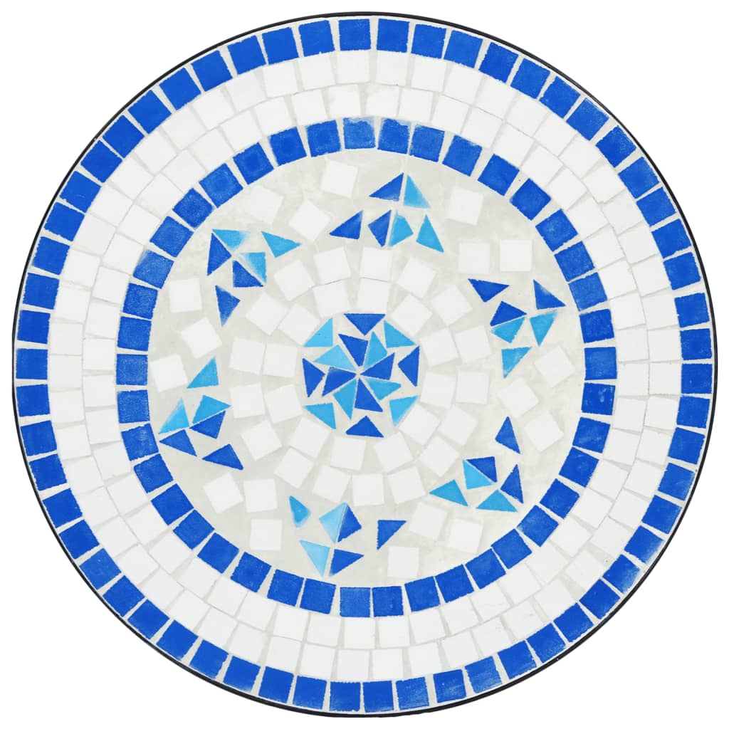 Set da Bistrot con Mosaico Blu e Bianco in Ferro e Ceramica 3216353