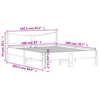 Giroletto con Testiera 160x200 cm in Legno Massello di Pino 3216363