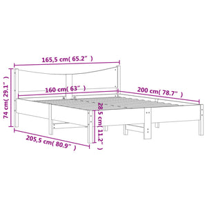 Giroletto con Testiera Marrone Cera 160x200 cm Massello Pino 3216365