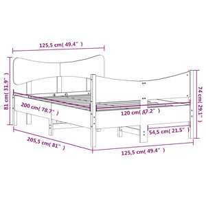 Giroletto con Testiera Marrone Cera 120x200 cm Massello Pino 3216386