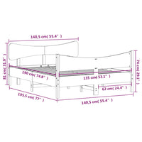 Giroletto con Testiera Marrone Cera 135x190 cm Massello Pino 3216398