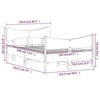 Giroletto con Testiera 120x190 cm in Legno Massello di Pino 3216399