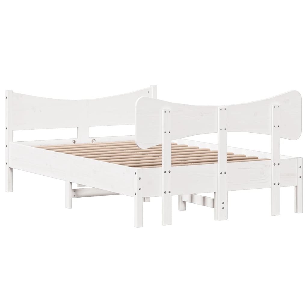 Letto senza Materasso Bianco 120x190 cm Legno Massello di Pino 3216400