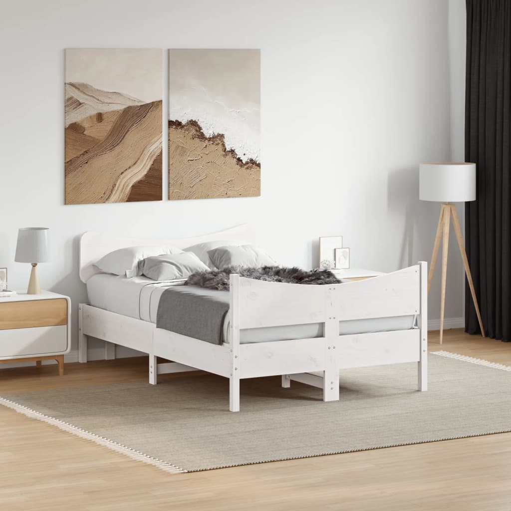 Letto senza Materasso Bianco 120x190 cm Legno Massello di Pino 3216400