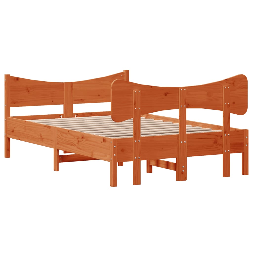 Letto senza Materasso Marrone Cera 120x190 cm in Legno di Pino 3216401