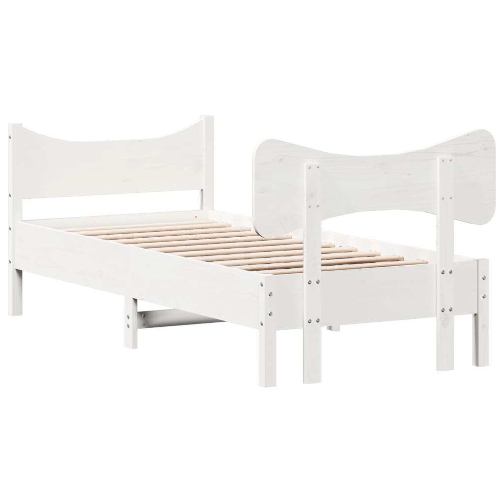 Letto senza Materasso Bianco 90x190 cm in Legno Massello Pino 3216403