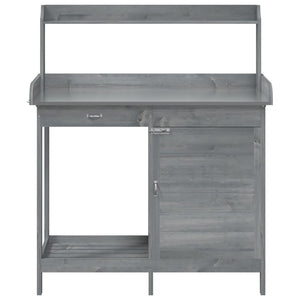 Tavolo Invaso con Mobile Grigio 110,5x45x124,5cm Massello Abete 156345