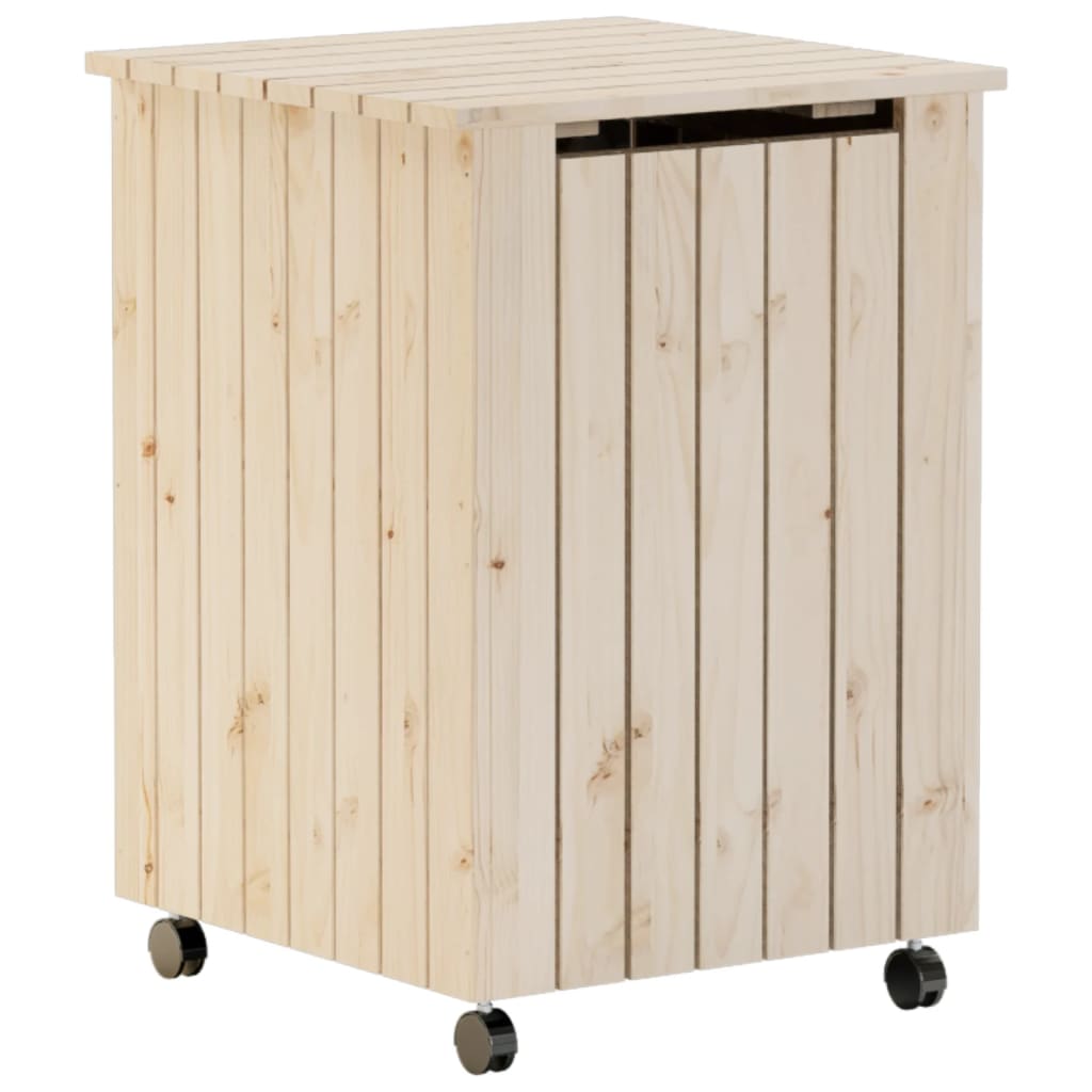 Cesta Biancheria con Ruote RANA 45x45x64 cm Legno Massello Pino 4002333