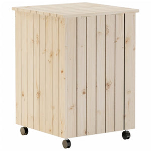 Cesta Biancheria con Ruote RANA 45x45x64 cm Legno Massello Pino 4002333