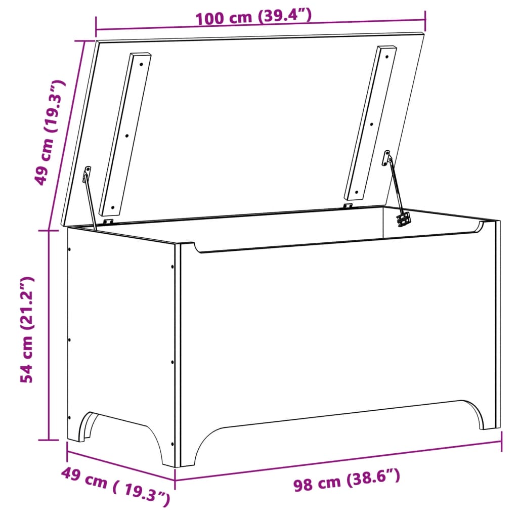 Contenitore con Coperchio RANA Bianco 100x49x54cm Massello Pino 4002340