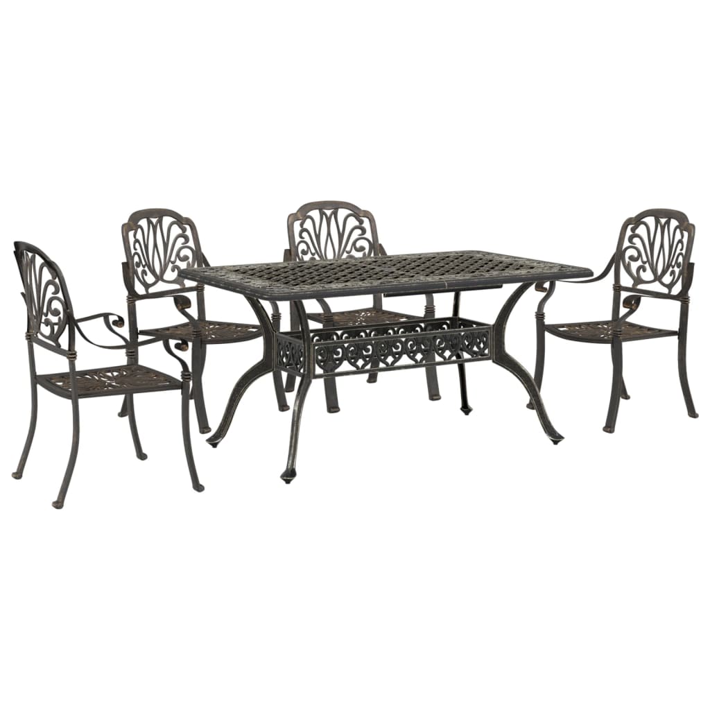 Set da Pranzo da Giardino 5 pz Bronzo in Alluminio Pressofuso 3216308