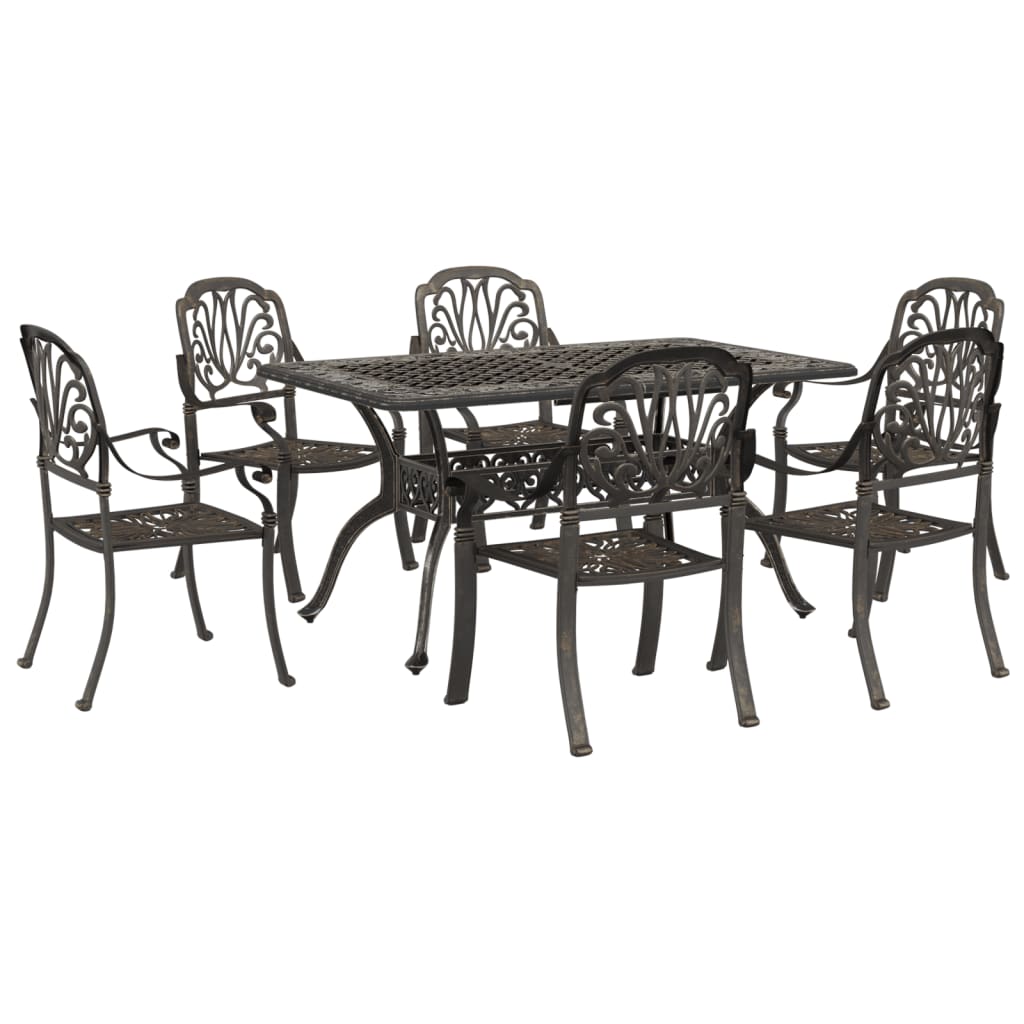 Set da Pranzo da Giardino 7 pz Bronzo in Alluminio Pressofuso 3216312