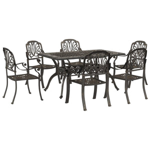 Set da Pranzo da Giardino 7 pz Bronzo in Alluminio Pressofuso 3216312