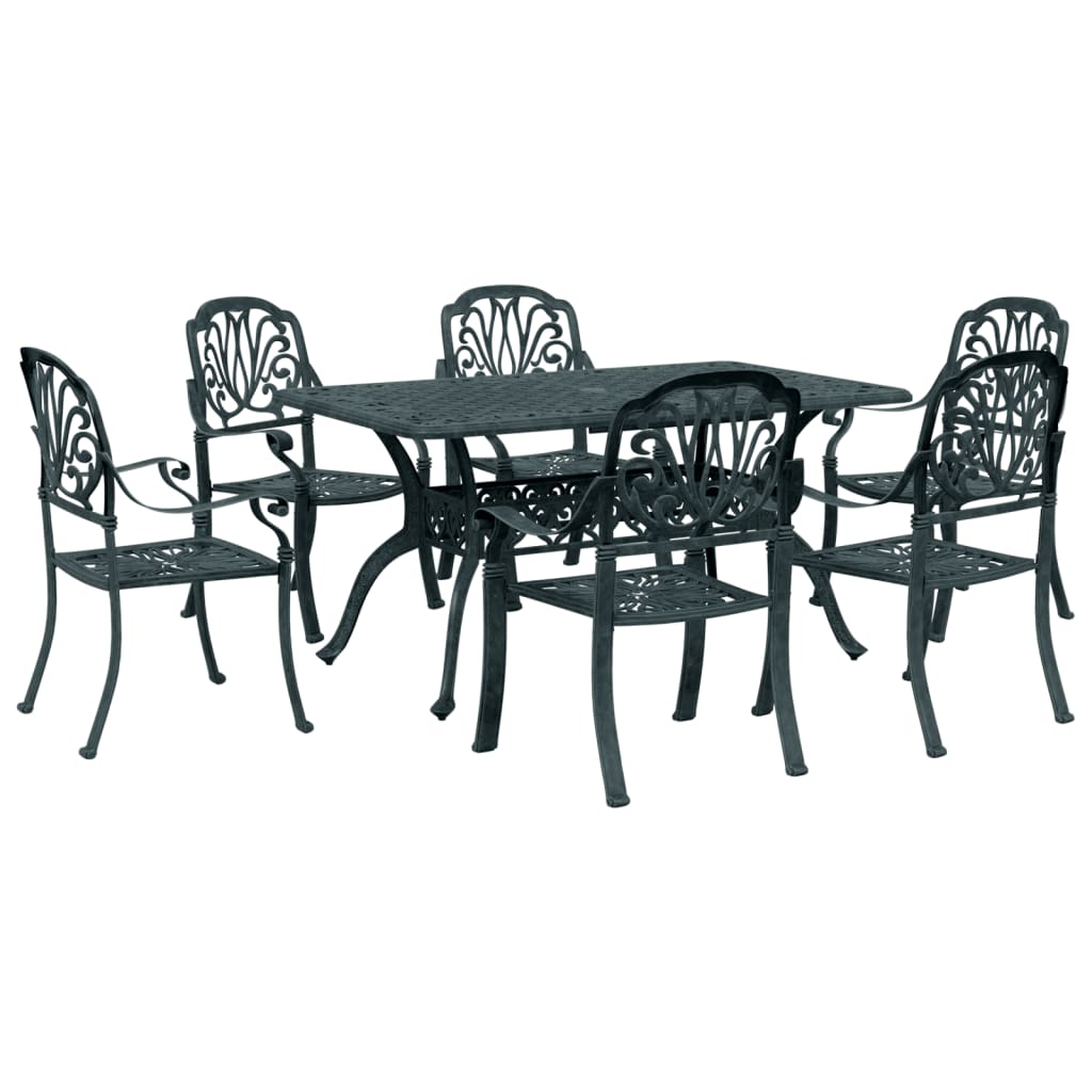 Set da Pranzo da Giardino 7 pz Verde in Alluminio Pressofuso 3216315