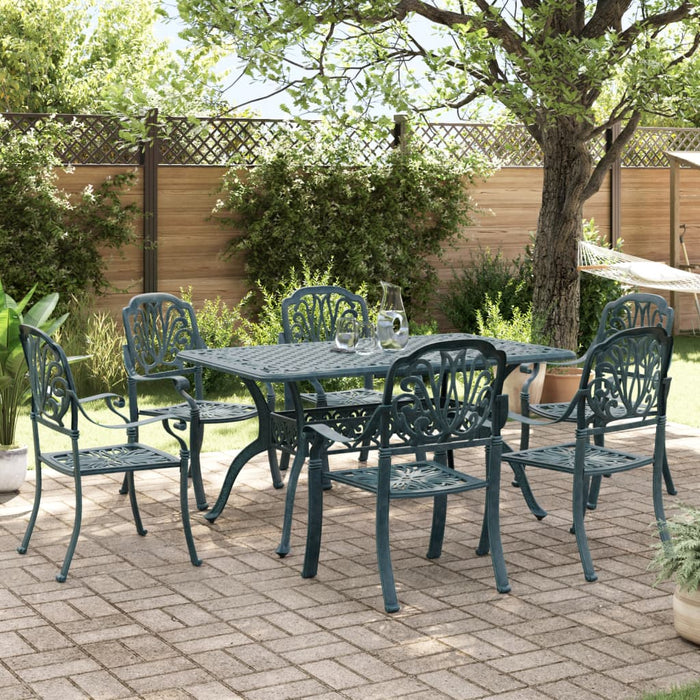 Set da Pranzo da Giardino 7 pz Verde in Alluminio Pressofuso 3216315