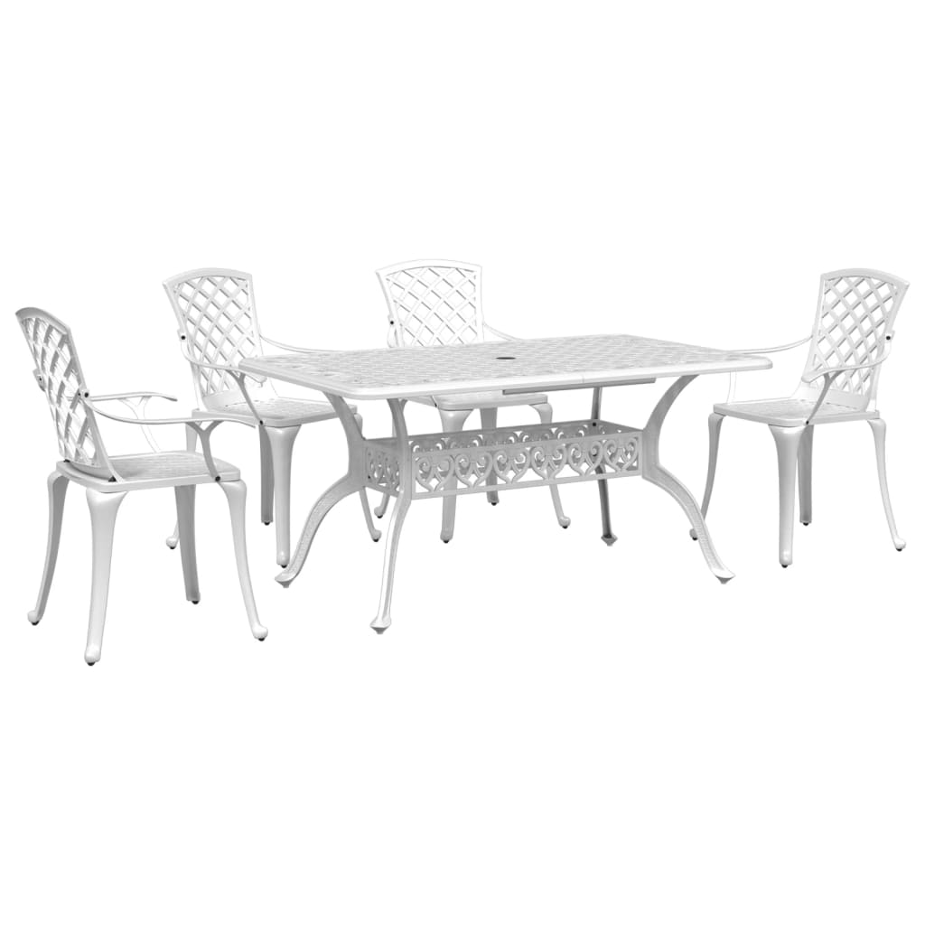 Set da Pranzo da Giardino 5 pz Bianco in Alluminio Pressofuso 3216318