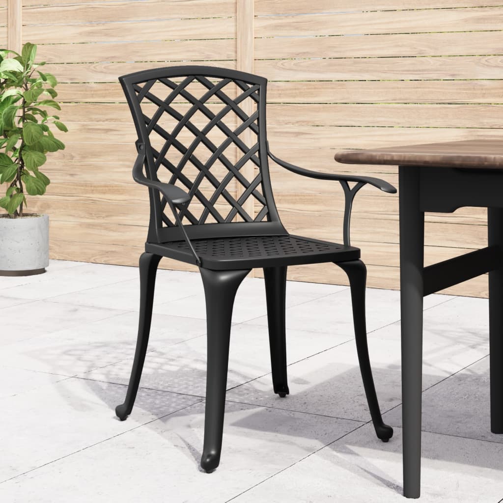 Sedie da Giardino 6 pz in Alluminio Pressofuso Nero 3216320