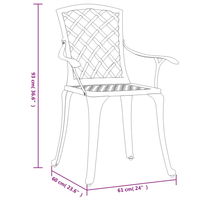 Sedie da Giardino 6 pz in Alluminio Pressofuso Nero 3216320