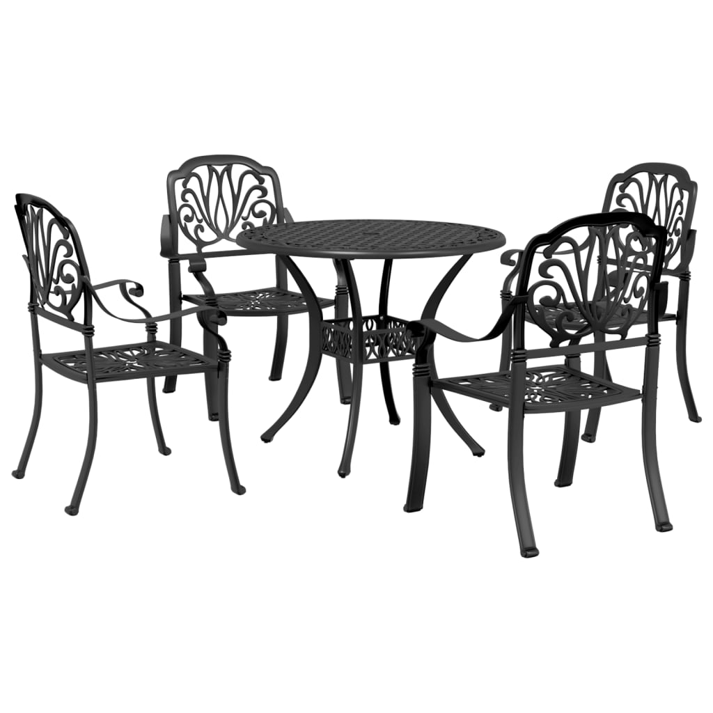 Set da Pranzo da Giardino 5 pz Nero in Alluminio Pressofuso 3216327