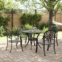 Set da Pranzo da Giardino 5 pz Nero in Alluminio Pressofuso 3216327