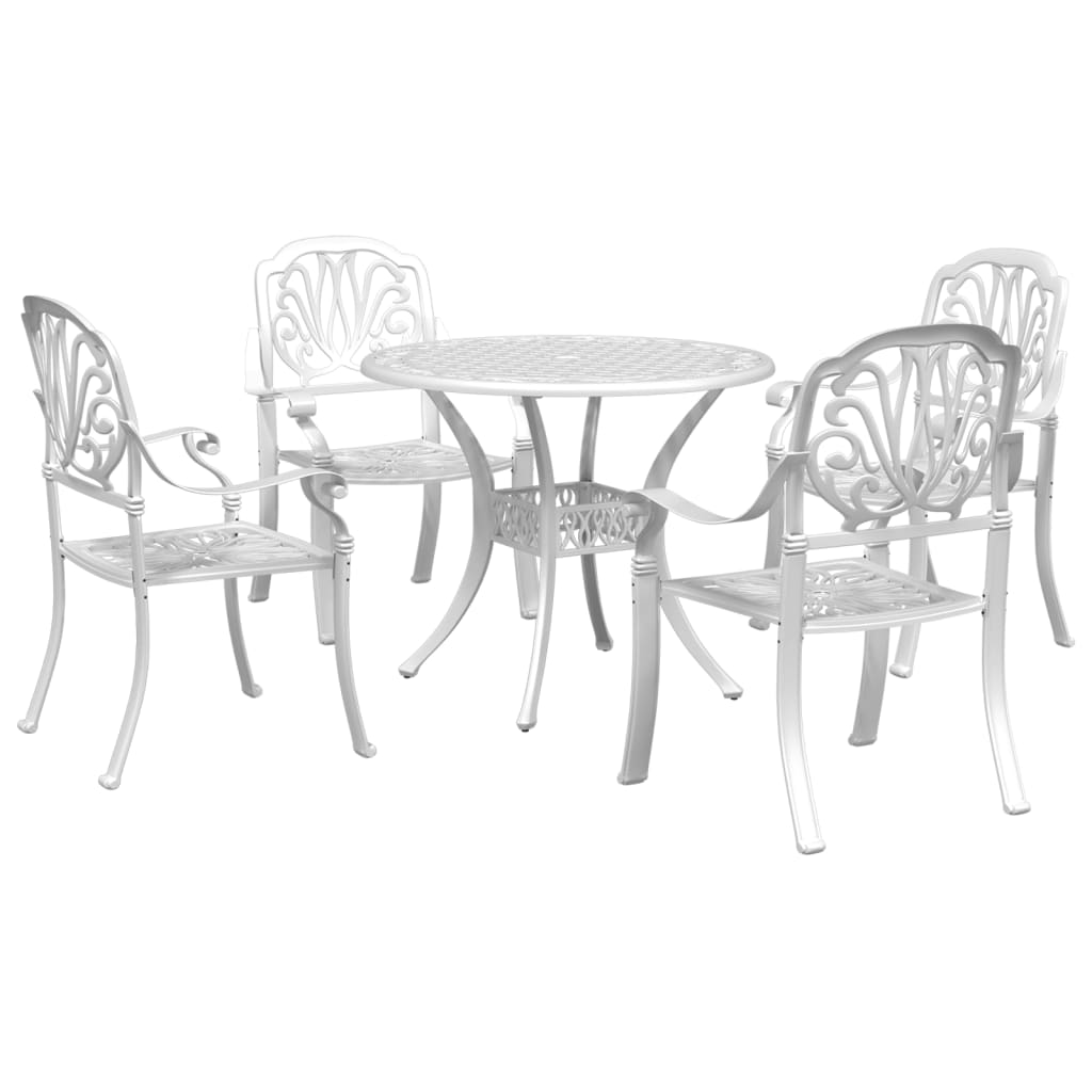 Set da Pranzo da Giardino 5 pz Bianco in Alluminio Pressofuso 3216328