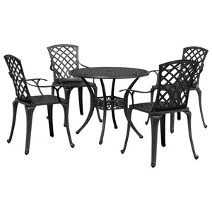 Set da Pranzo da Giardino 5 pz Nero in Alluminio Pressofuso 3216335