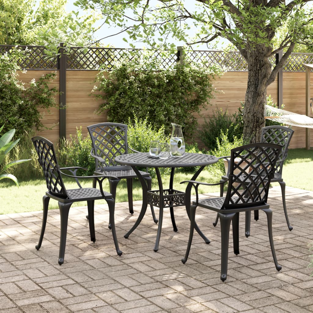 Set da Pranzo da Giardino 5 pz Nero in Alluminio Pressofuso 3216335