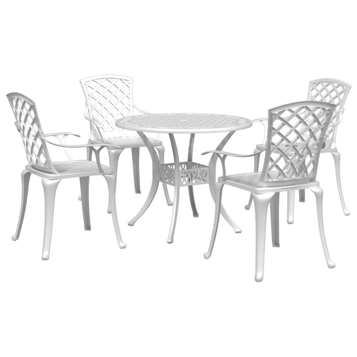 Set da Pranzo da Giardino 5 pz Bianco in Alluminio Pressofuso 3216336