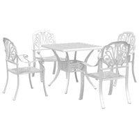 Set da Pranzo da Giardino 5 pz Bianco in Alluminio Pressofuso 3216343