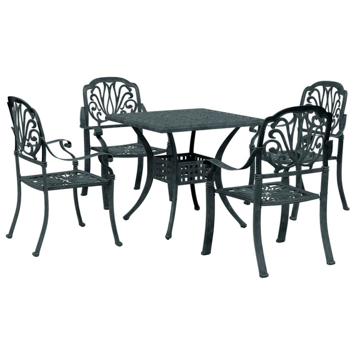 Set da Pranzo da Giardino 5 pz Verde in Alluminio Pressofuso 3216344