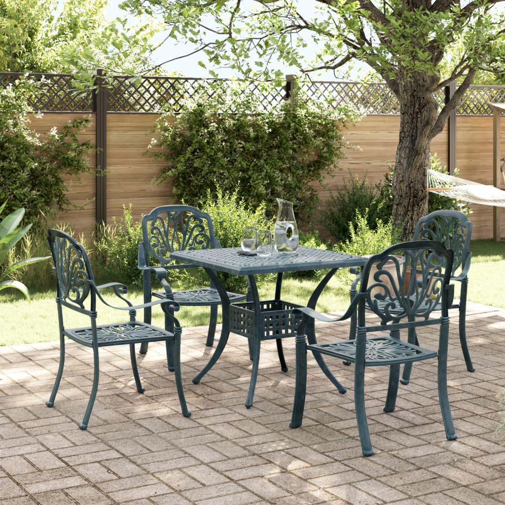 Set da Pranzo da Giardino 5 pz Verde in Alluminio Pressofuso 3216344