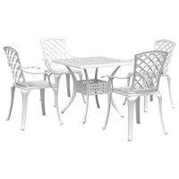 Set da Pranzo da Giardino 5 pz Bianco in Alluminio Pressofuso 3216351