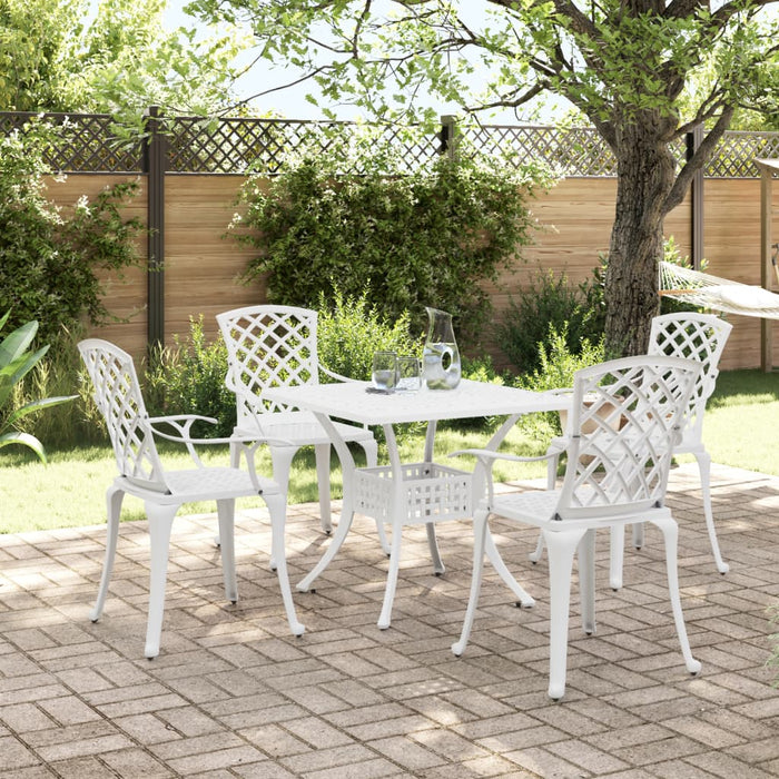 Set da Pranzo da Giardino 5 pz Bianco in Alluminio Pressofuso 3216351