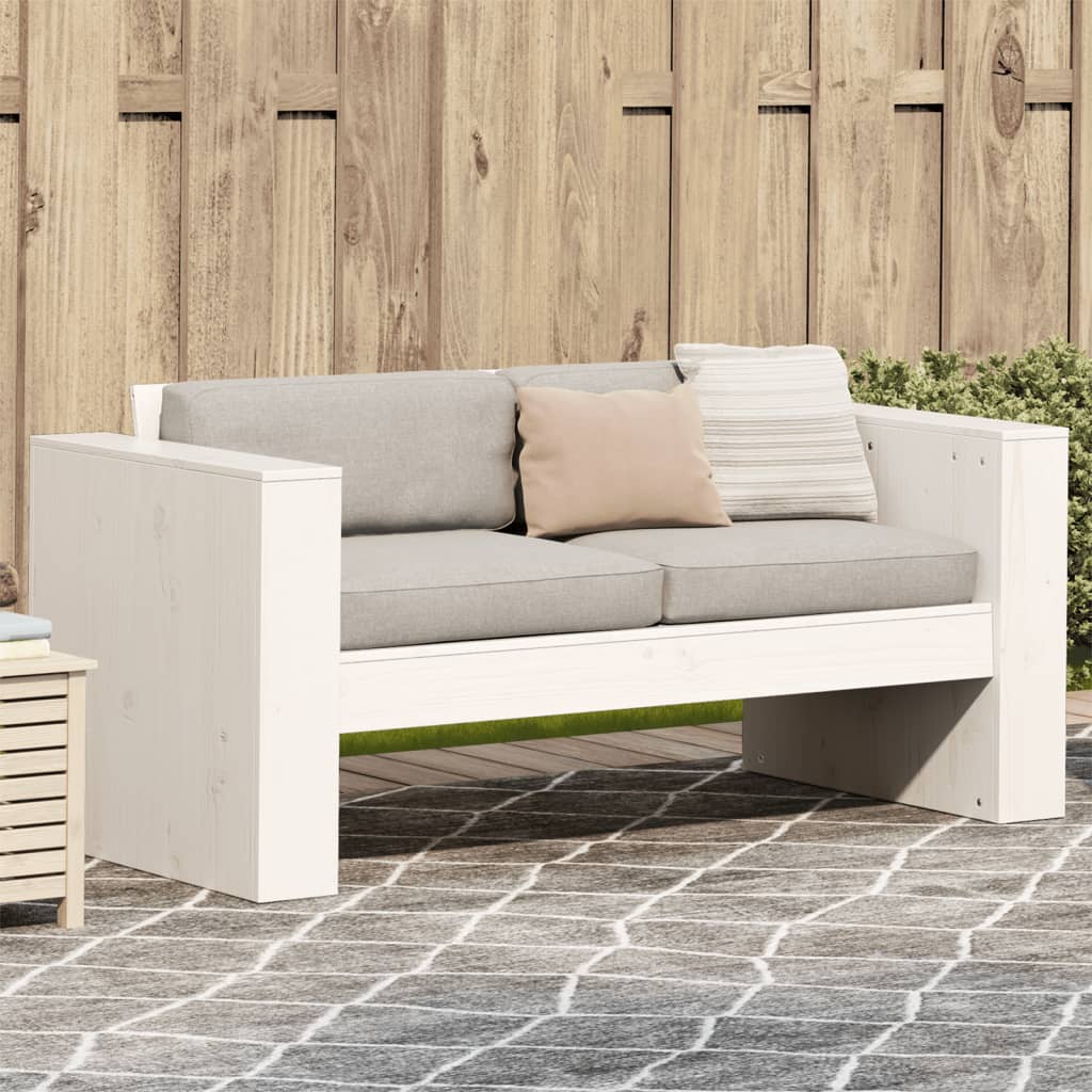 Divano Giardino 2 Posti Bianco 134x60x62 cm Legno Massello Pino 832370