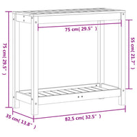 Tavolo Invaso con Ripiano 82,5x35x75 cm Legno Massello Douglas 832390