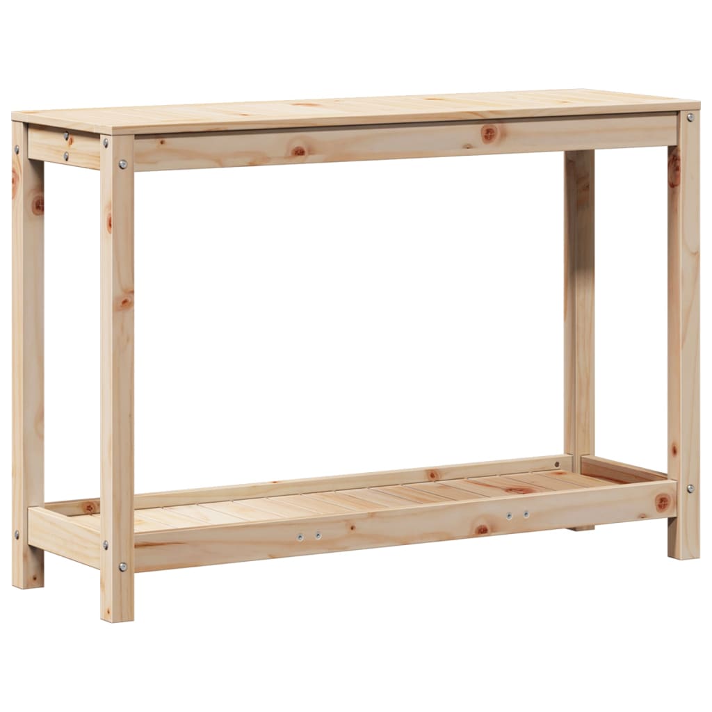 Tavolo Invaso con Ripiano 108x35x75 cm Legno Massello di Pino 832392