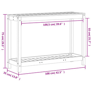 Tavolo Invaso con Ripiano 108x35x75 cm Legno Massello di Pino 832392