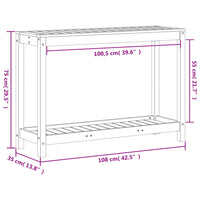 Tavolo Invaso con Ripiano 108x35x75 cm Legno Massello Douglas 832395