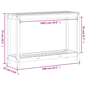 Tavolo Invaso con Ripiano 108x35x75 cm Legno Massello Douglas 832395