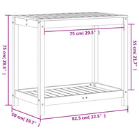 Tavolo Invaso con Ripiano 82,5x50x75 cm Legno Massello di Pino 832397